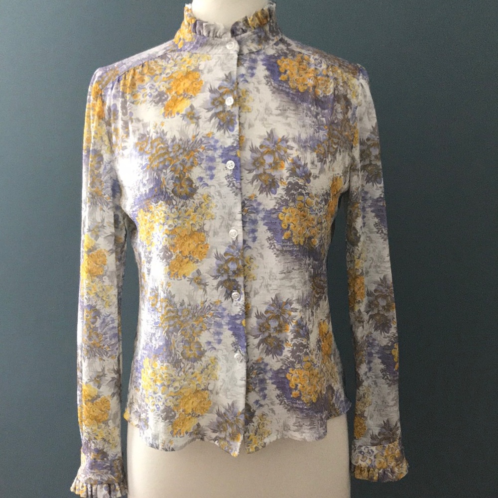 Vintage Floral Button Down Blouse
